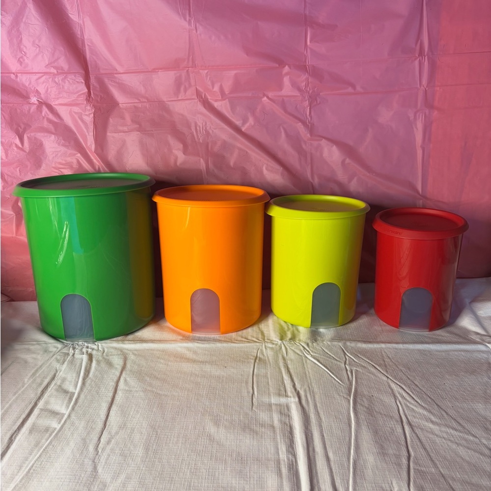 Tupperware Colorful Food Storage Set - Green, Orange, Yellow, Red
